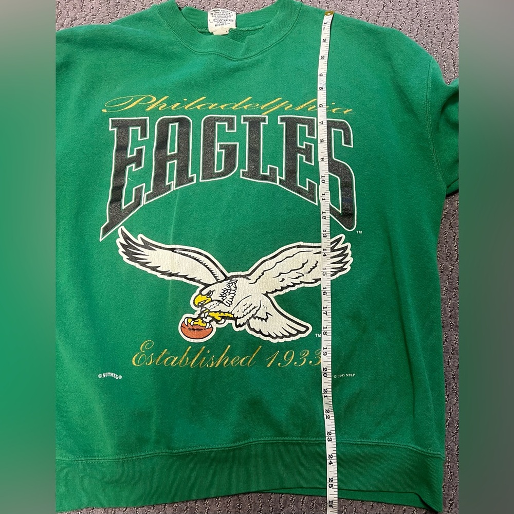 Philadelphia Eagles Vintage Nutmeg Green Crewneck Sweatshirt 1993 - Picture 9 of 10